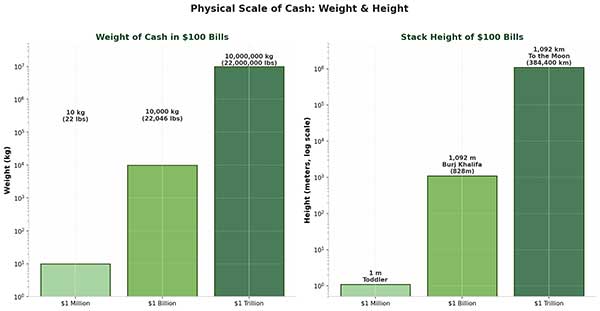 money weight and height comparison