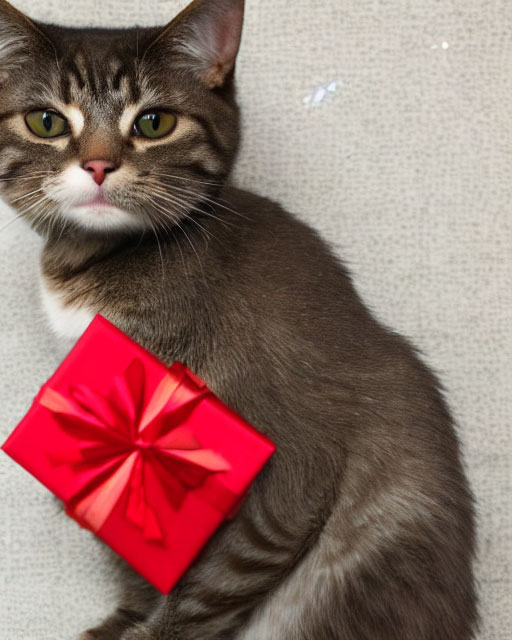A cat with a gift card