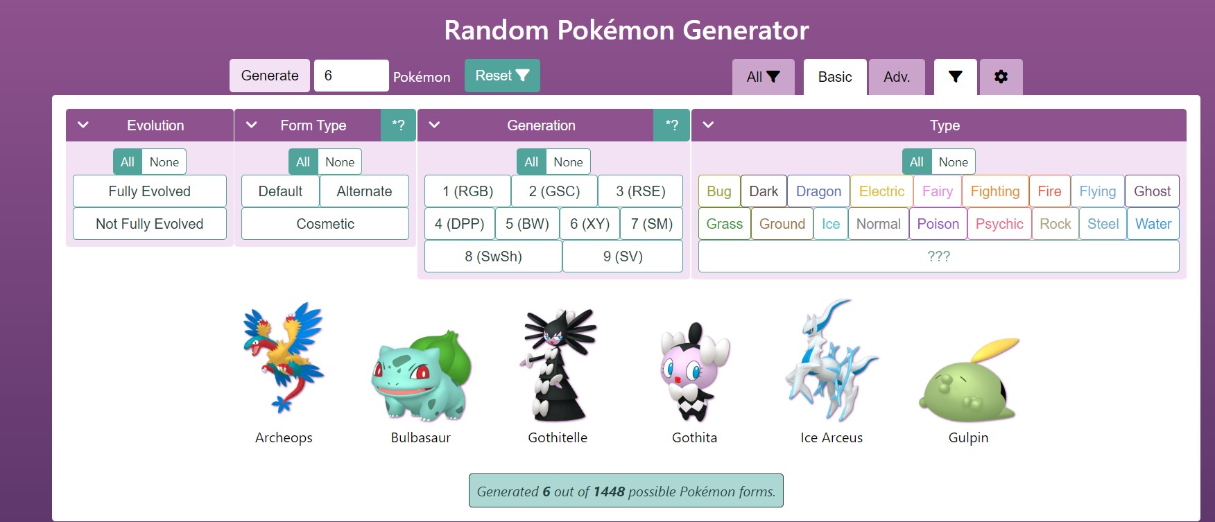 Ptgigi random Pokémon Generator